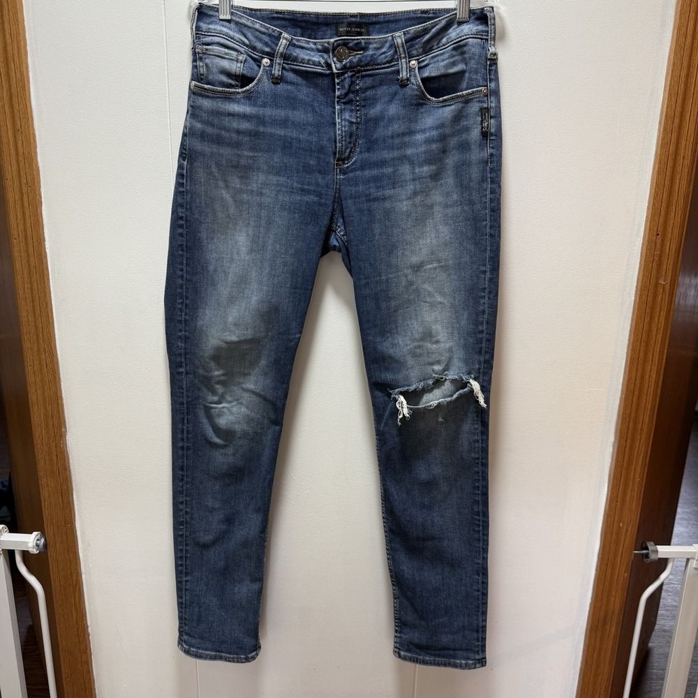 Silver Avery Slim Jeans Size 32 Blue Womens Mid Rise Stretch